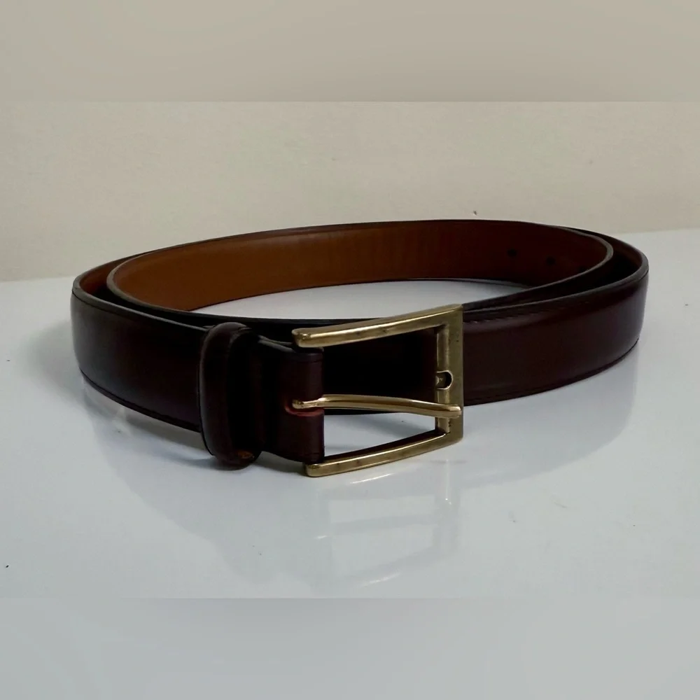 Men’s L.L. Bean Brown leather belt preppy classic high quality belt size 42 EUC